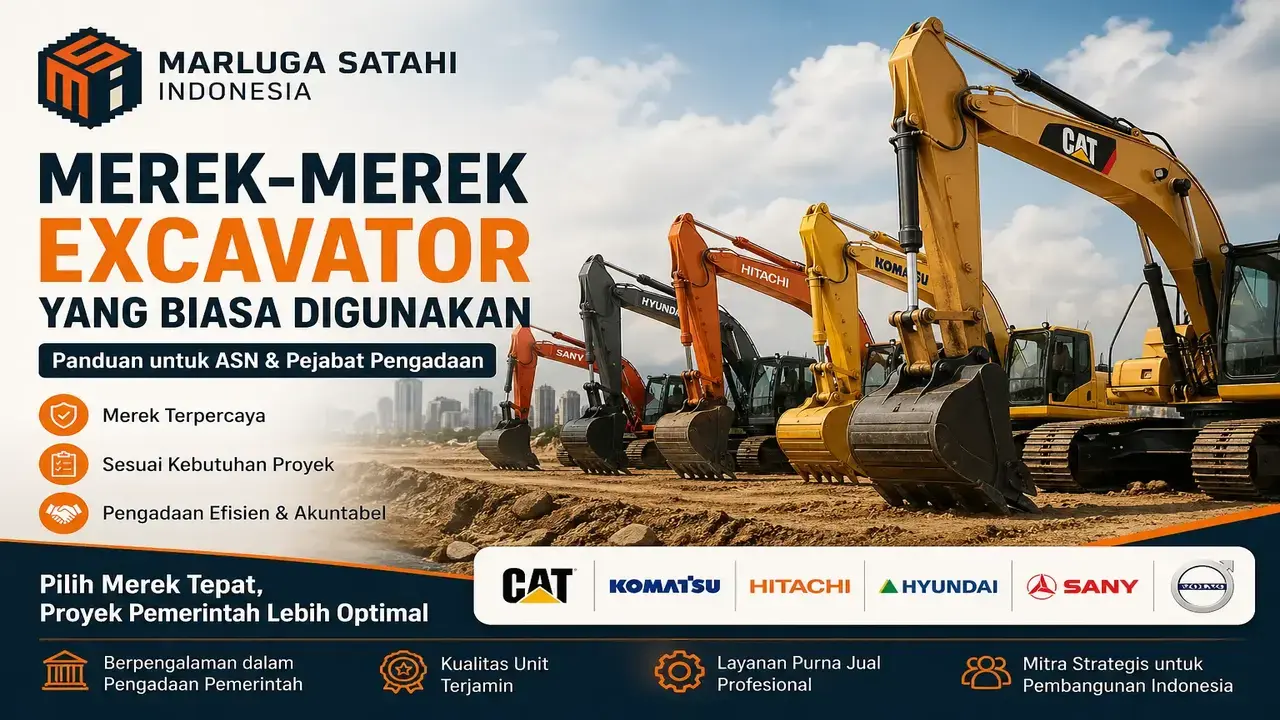 Merek-merek excavator yang biasa digunakan didukung Marluga Satahi Indonesia