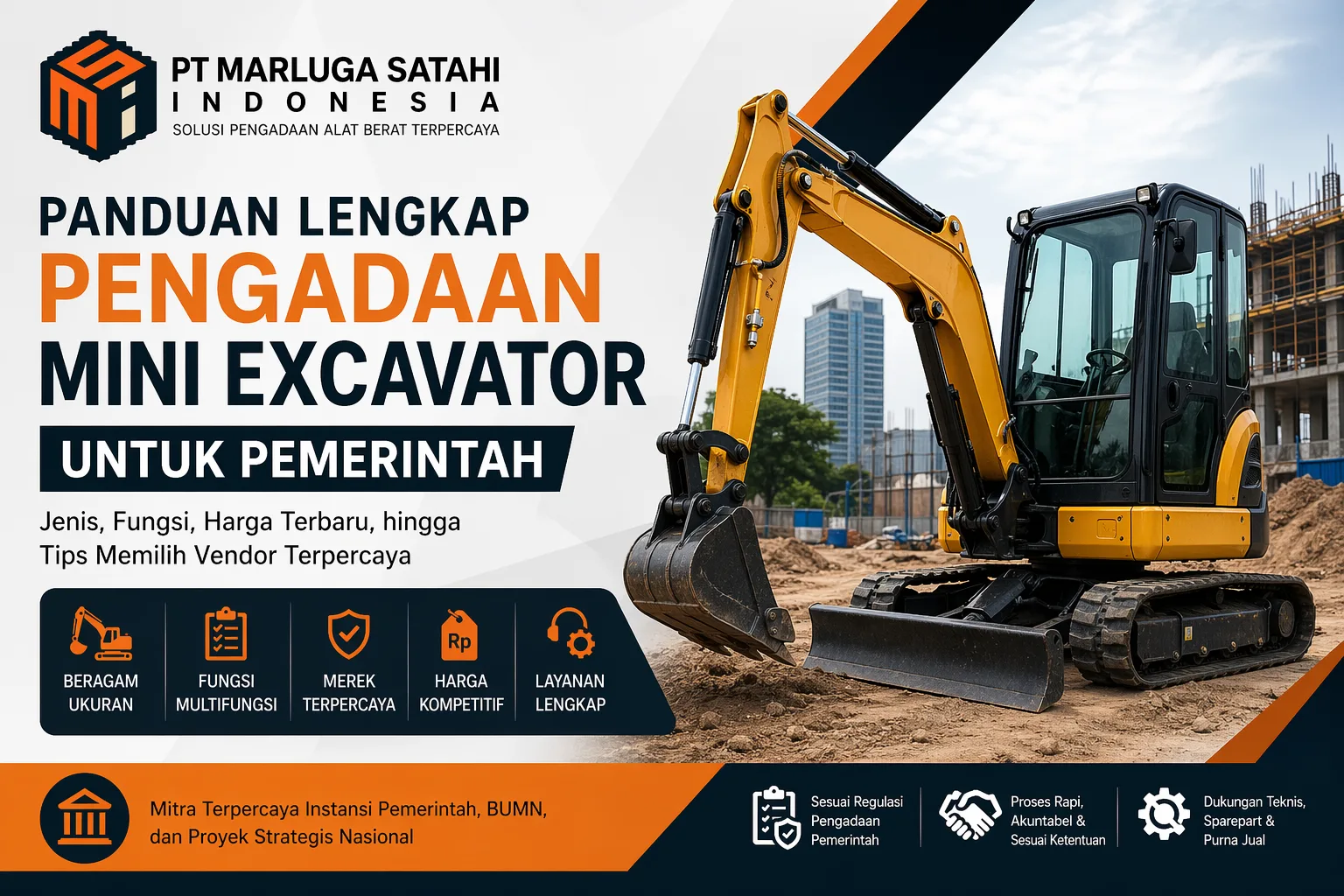 Ilustrasi panduan pengadaan mini excavator untuk instansi pemerintah