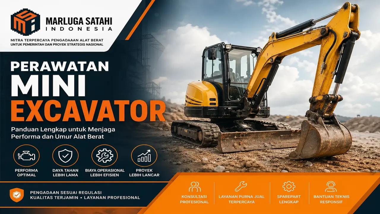 Panduan perawatan mini excavator untuk menjaga performa alat berat proyek pemerintah bersama PT Marluga Satahi Indonesia