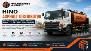 Hino Asphalt Distributor milik Marluga Satahi Indonesia untuk proyek pengaspalan jalan, menampilkan truk asphalt sprayer dengan sistem penyemprotan merata untuk proyek pemerintah, BUMN, dan konstruksi.”