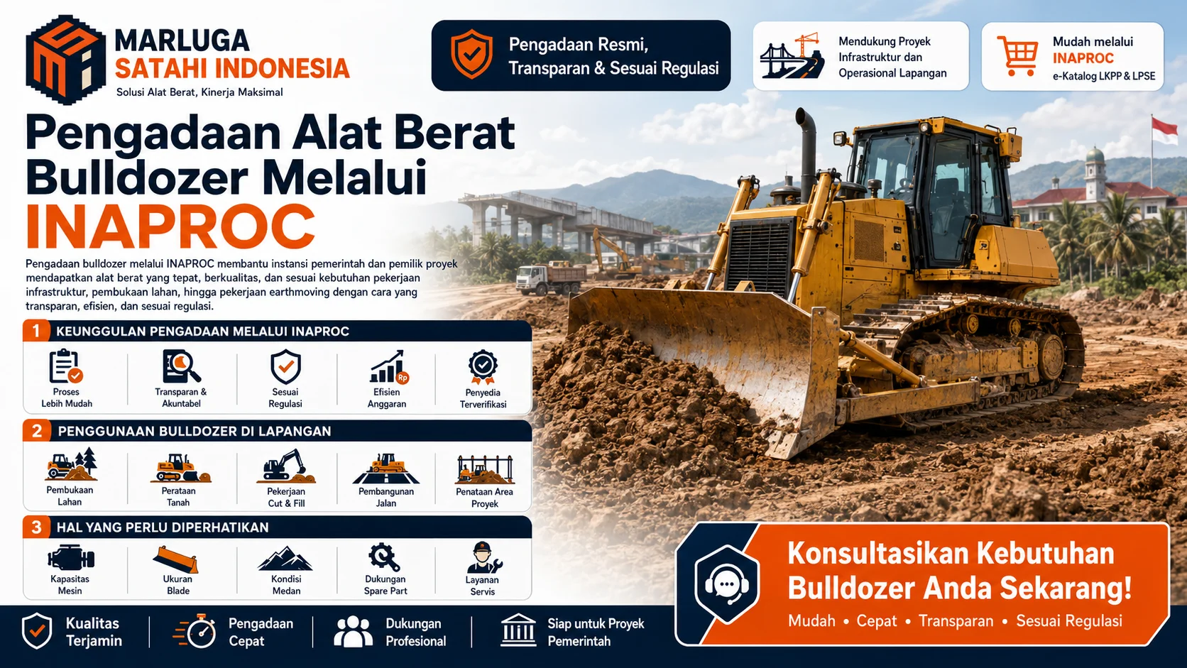 Pengadaan Inaproc Kabupaten Aceh Selatan alat berat bulldozer melalui sistem resmi yang transparan, efisien, sesuai regulasi, dan didukung layanan profesional.