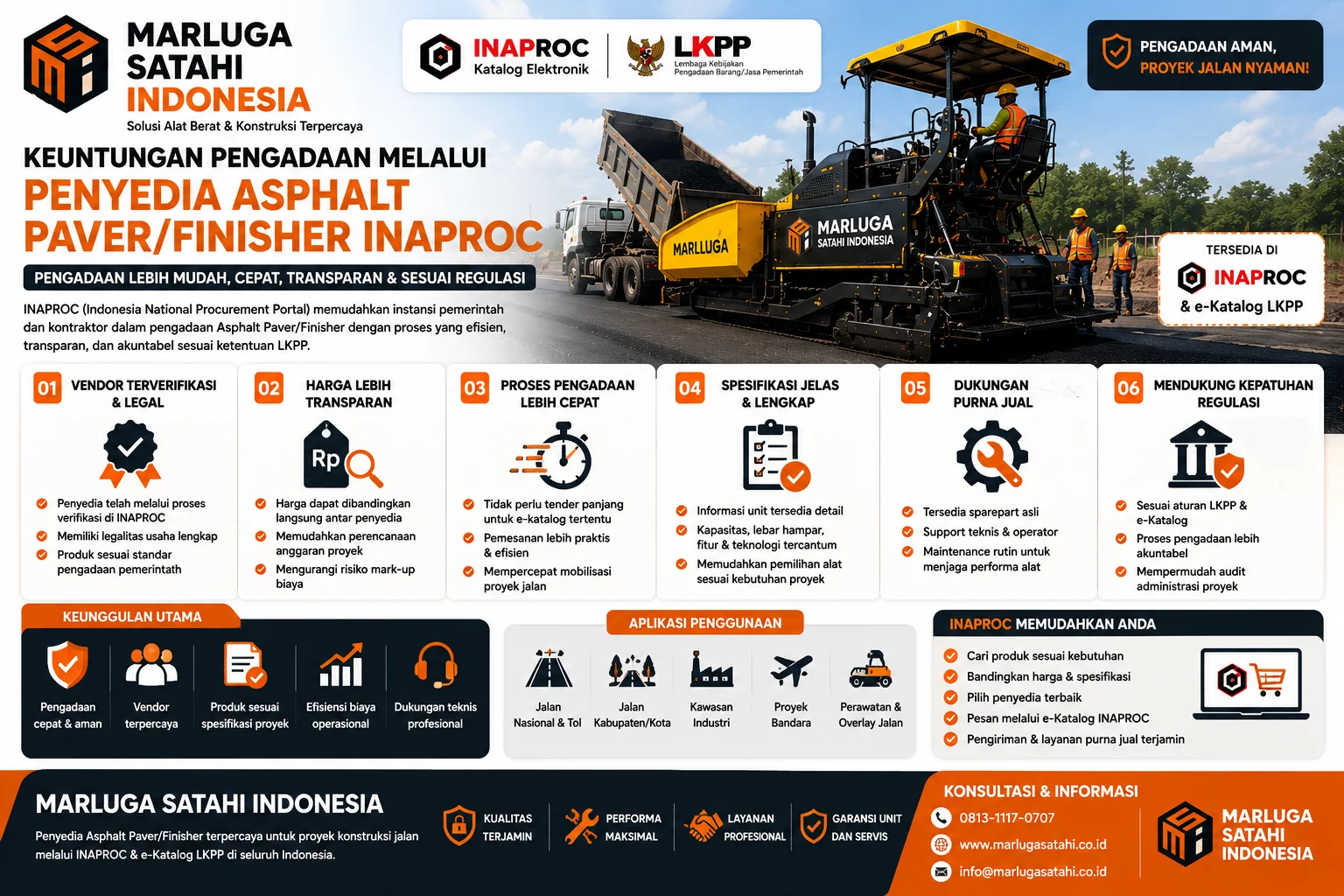 Keuntungan pengadaan melalui penyedia Asphalt Paver/Finisher Inaproc untuk proyek jalan yang cepat, transparan, dan sesuai regulasi LKPP.
