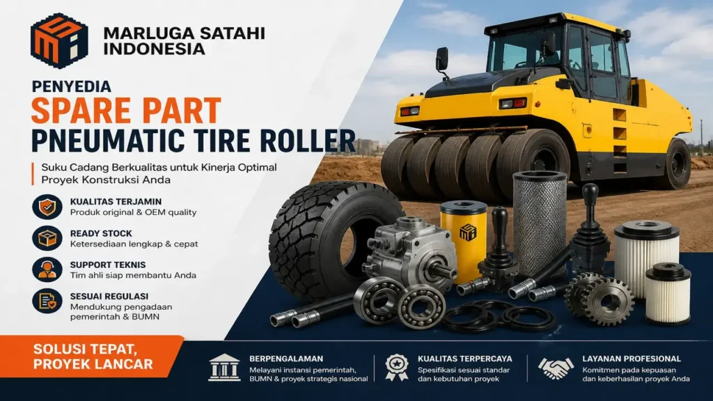 penyedia spare part Pneumatic Tire Roller Marluga Satahi Indonesia dengan alat berat roller dan berbagai suku cadang berkualitas untuk proyek konstruksi dan pengadaan pemerintah