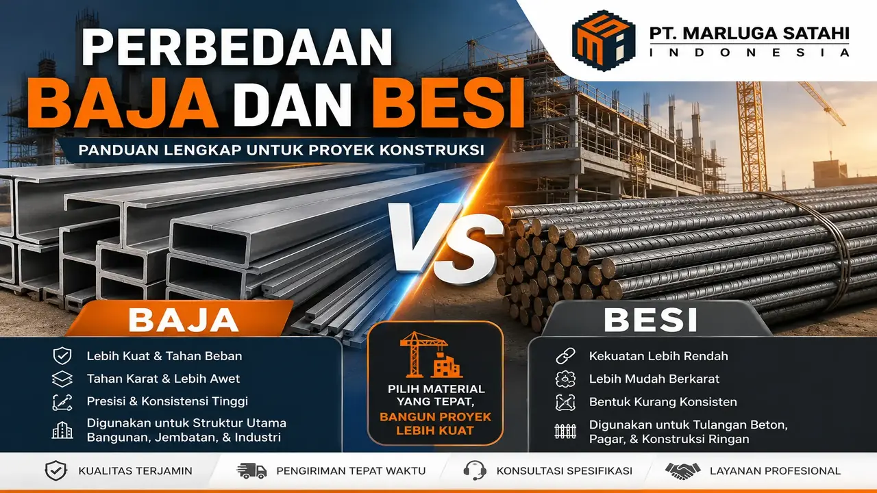 Perbedaan baja &besi untuk material konstruksi proyek bangunan dan infrastruktur Penyedia PT. Marluga Satahi Indonesia