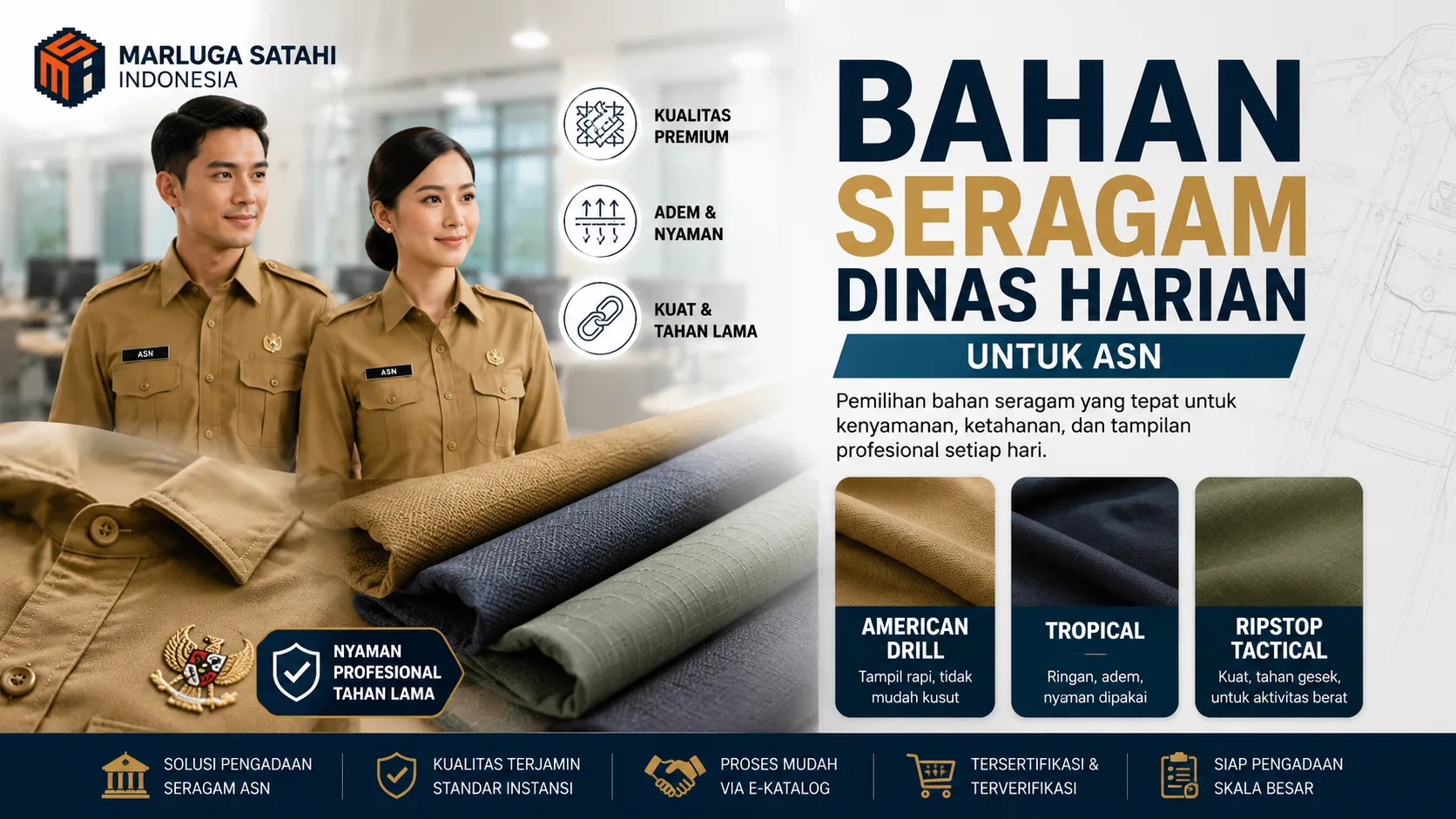 Bahan seragam dinas harian untuk ASN yang nyaman dan tahan lama