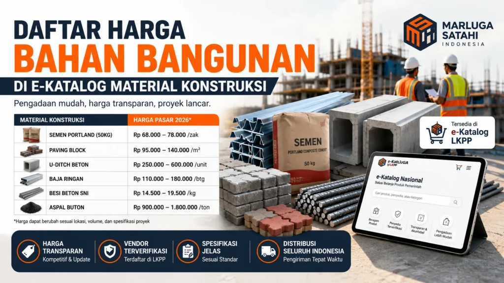 Daftar harga bahan bangunan di E-Katalog Material Konstruksi untuk proyek pemerintah