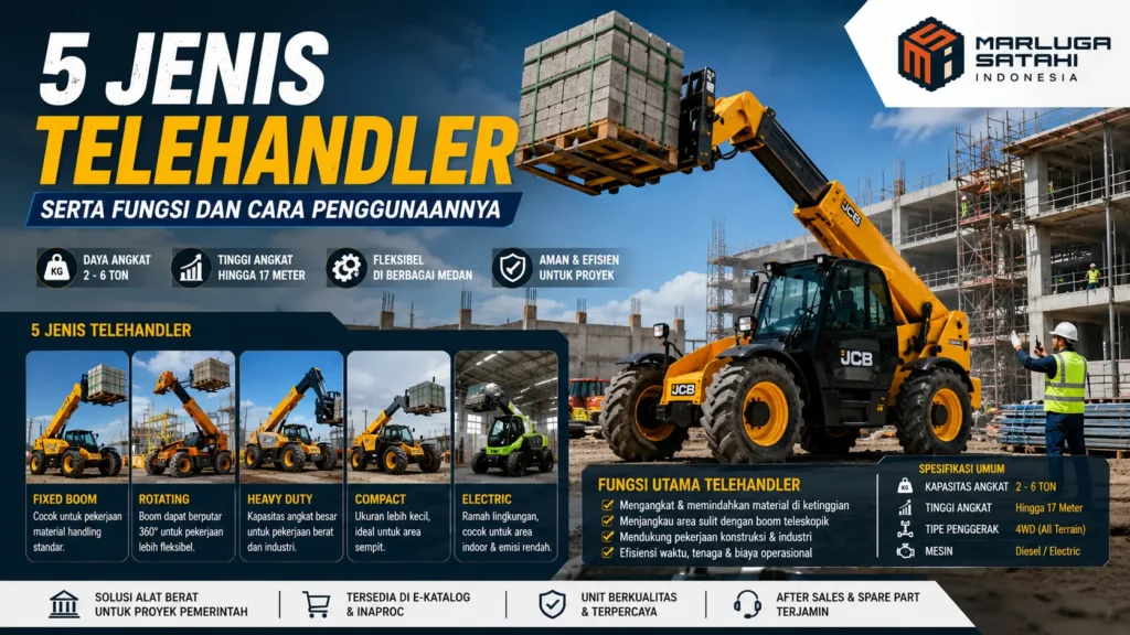Jenis telehandler serta fungsi dan cara penggunaannya pada proyek konstruksi