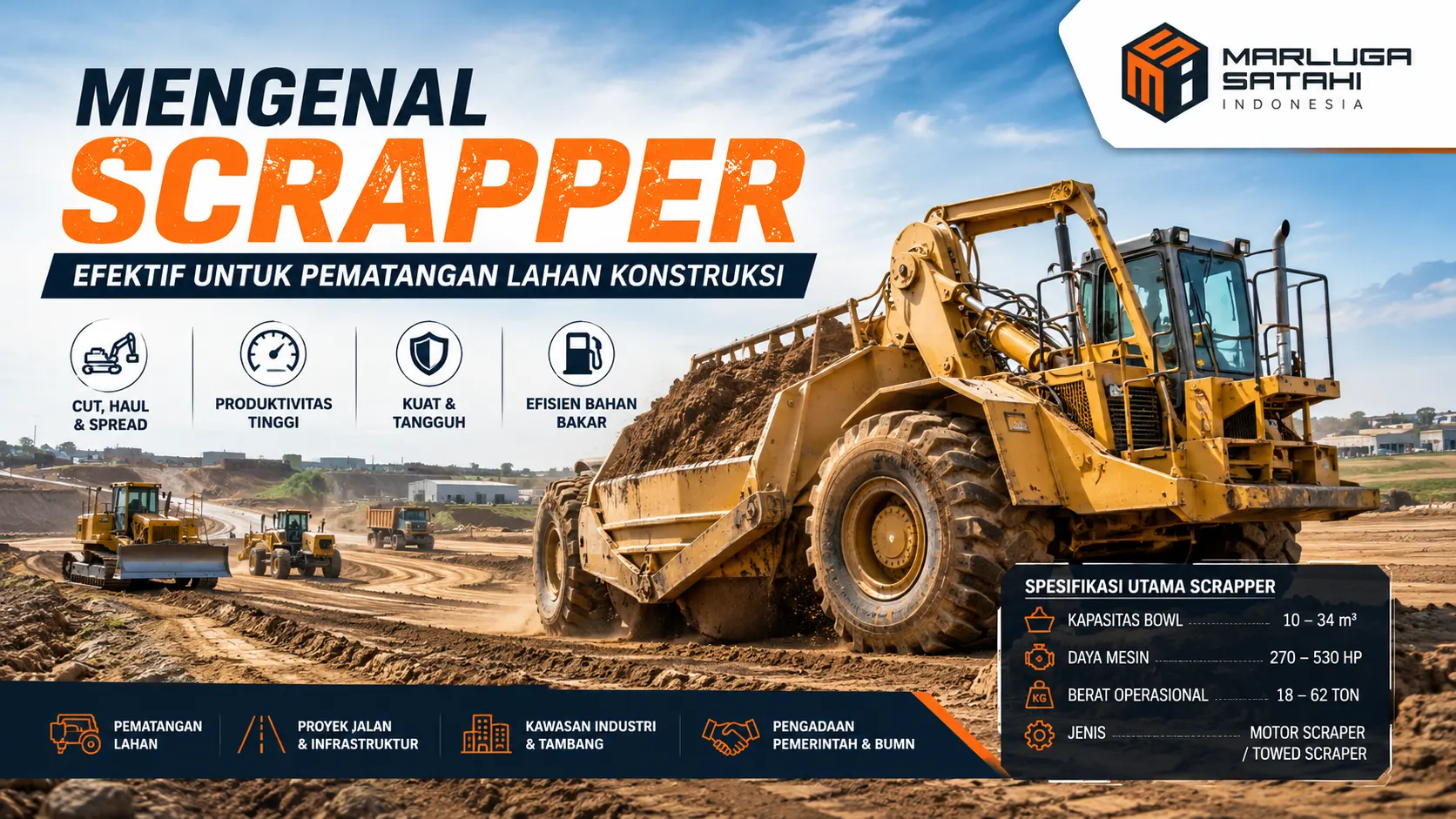 Mengenal Scraper untuk pematangan lahan konstruksi dan proyek earthmoving