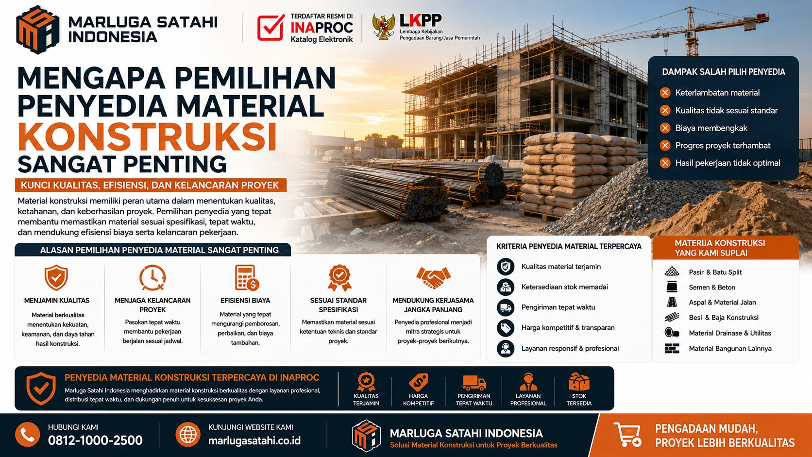 Mengapa Pemilihan Penyedia Material Konstruksi Sangat Penting untuk proyek pembangunan gedung dengan suplai semen, besi beton, dan agregat dari penyedia material konstruksi terpercaya di Inaproc.