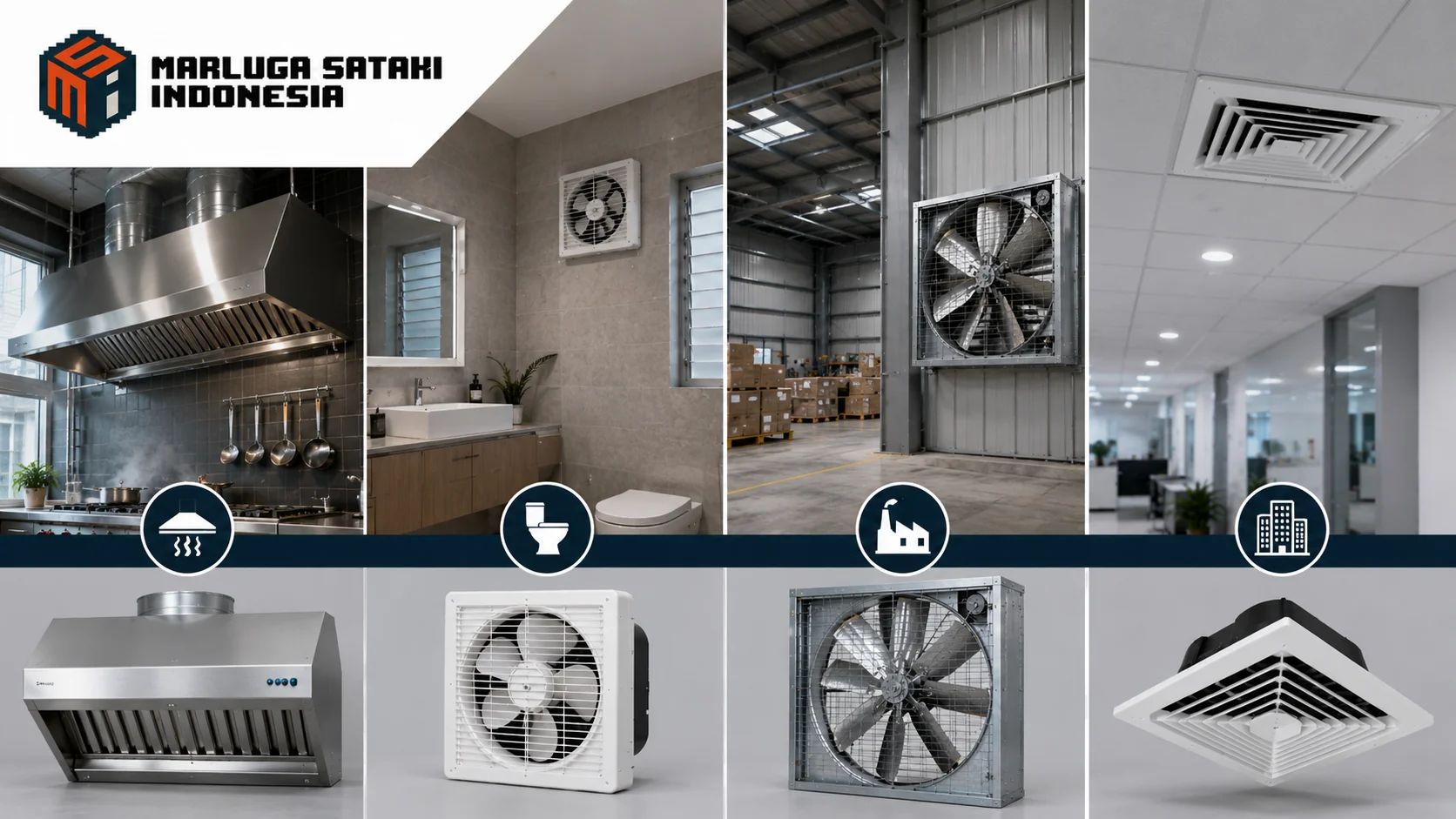 Sistem exhaust fan modern membantu mengurangi kelembapan, membuang udara panas, dan menjaga sirkulasi udara tetap optimal pada fasilitas industri dan perkantoran.