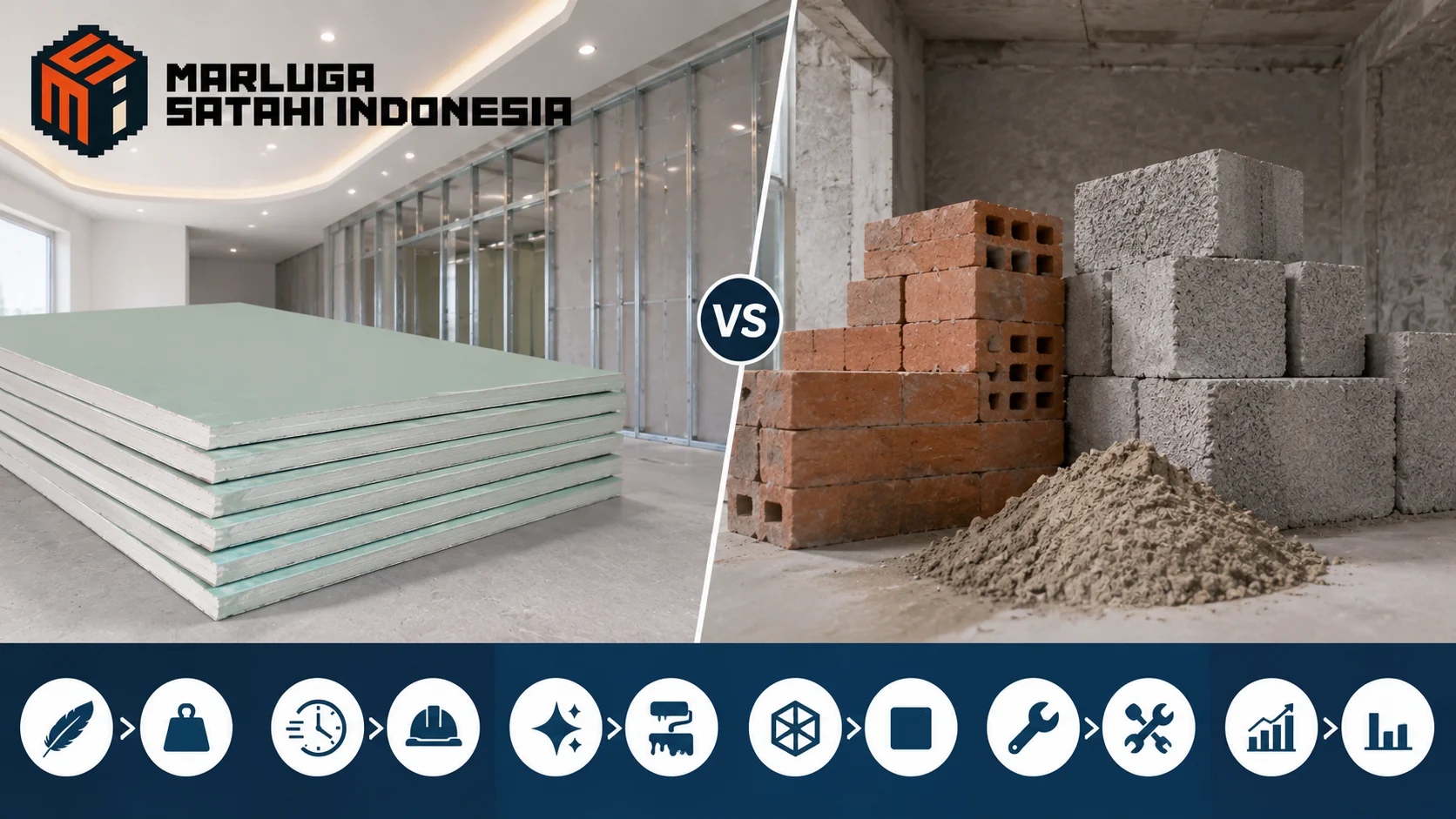 Gypsum board untuk plafon dan partisi dengan berbagai keunggulan pada konstruksi interior.