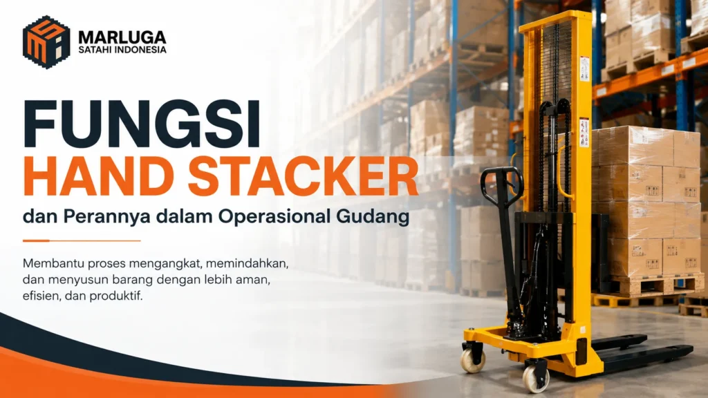 Fungsi hand stacker dalam meningkatkan efisiensi operasional gudang melalui proses pengangkatan dan penyusunan barang berpallet.