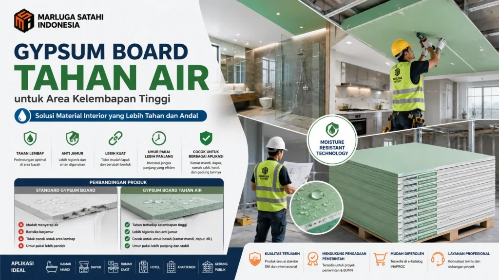 Gypsum Board Tahan Air untuk area dengan tingkat kelembapan tinggi