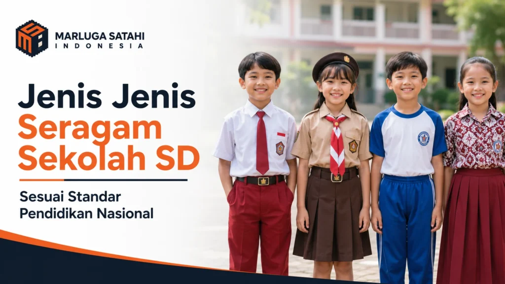 Jenis jenis seragam sekolah SD sesuai standar pendidikan nasional meliputi seragam merah putih, Pramuka, olahraga, dan batik sekolah.