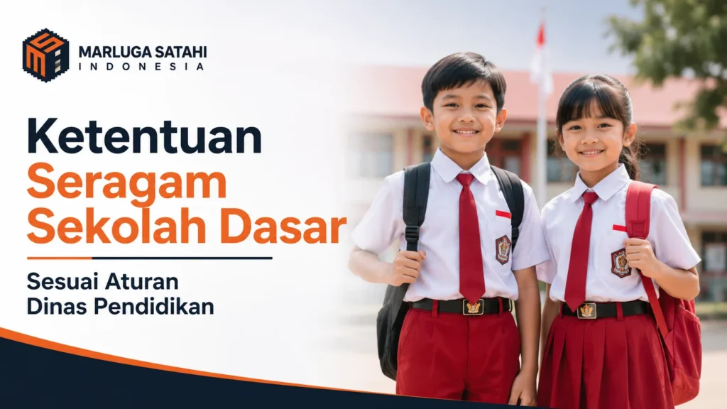 Ketentuan seragam sekolah dasar sesuai aturan Dinas Pendidikan dengan seragam nasional merah putih untuk peserta didik SD.