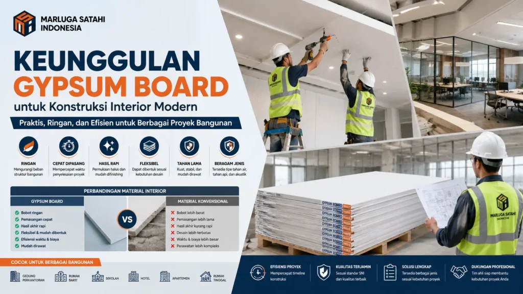 Keunggulan Gypsum Board untuk konstruksi interior modern yang praktis dan efisien