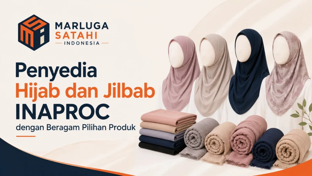 Penyedia hijab dan jilbab Inaproc dengan beragam pilihan produk serta logo Marluga Satahi Indonesia