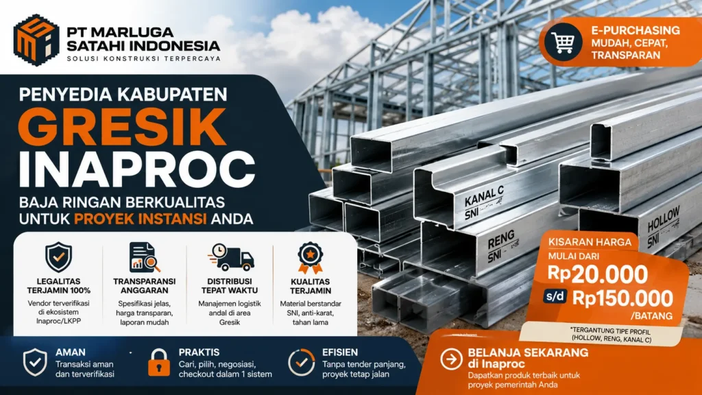 Penyedia Kabupaten Gresik Inaproc untuk pengadaan baja ringan berkualitas melalui e-katalog pemerintah
