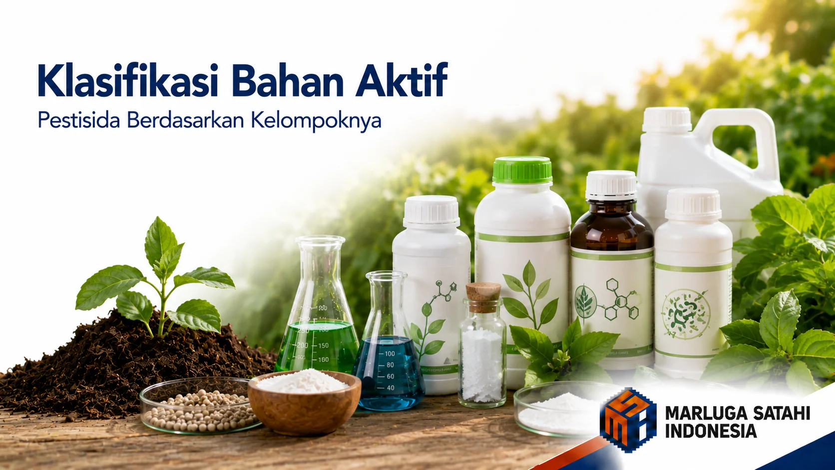 Klasifikasi kelompok bahan aktif pestisida mulai dari sintetik hingga hayati untuk perlindungan tanaman hortikultura.