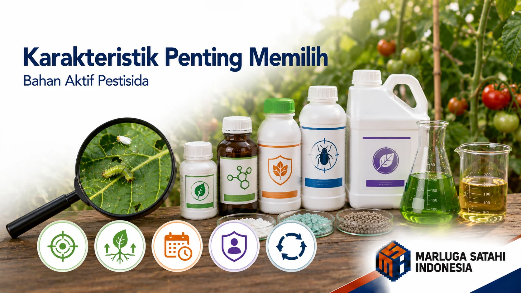 Kriteria utama mengevaluasi karakteristik spesifik bahan aktif pestisida agar aplikasi semprot berjalan tepat sasaran.