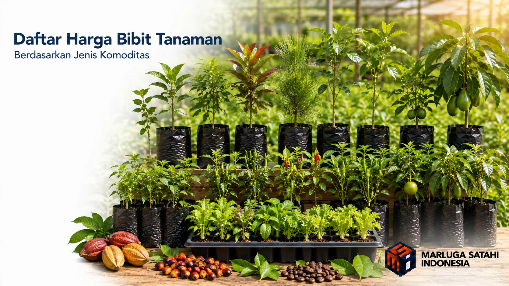 Ragam variasi komoditas bibit tanaman komersial mulai dari kategori kehutanan perkebunan hingga hortikultura bersertifikat untuk kebutuhan proyek agrikultur