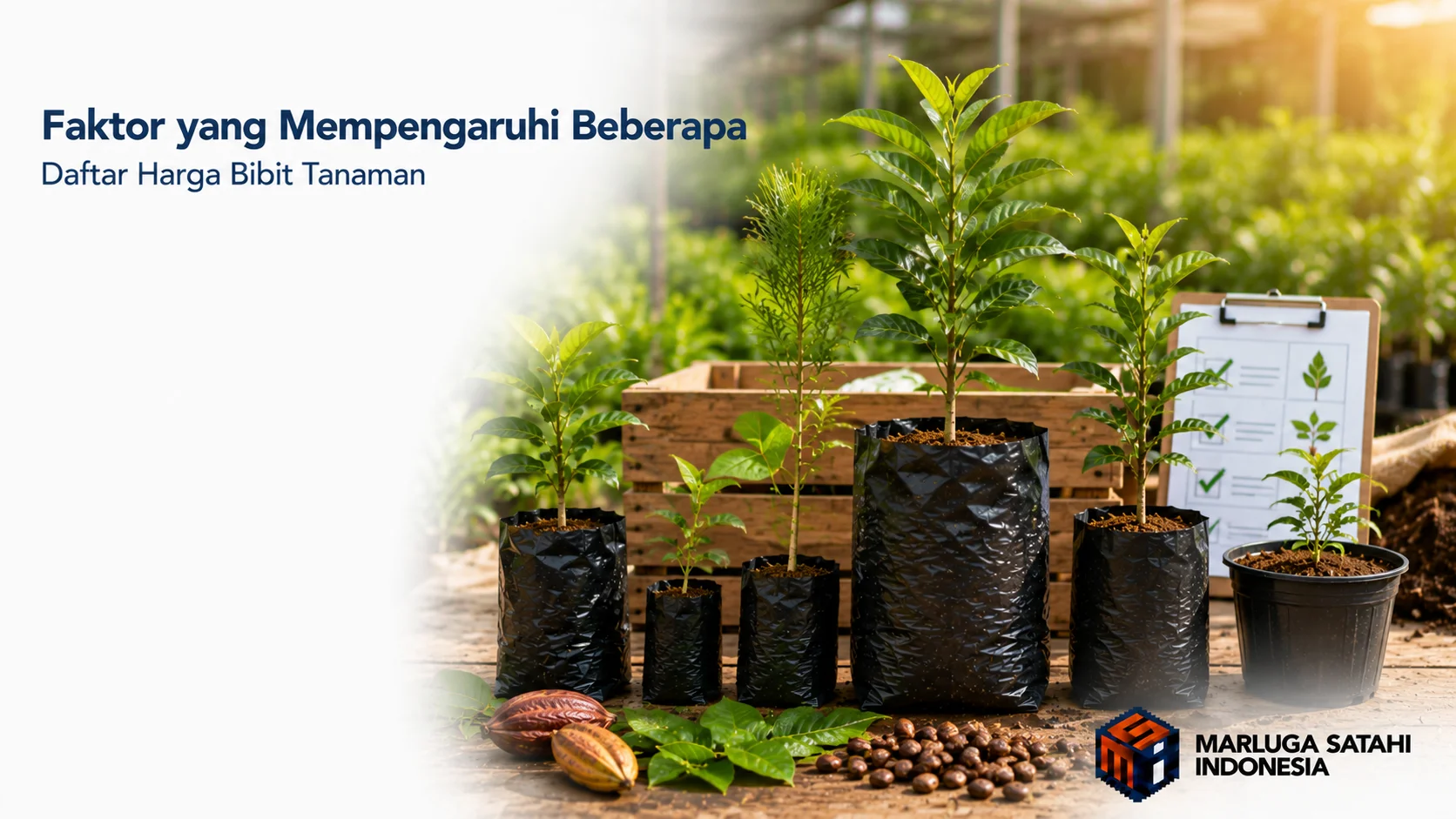 Evaluasi faktor yang mempengaruhi daftar harga bibit tanaman seperti sertifikasi mutu resmi ukuran umur varietas unggul dan logistik pengiriman bersama Marluga Satahi Indonesia