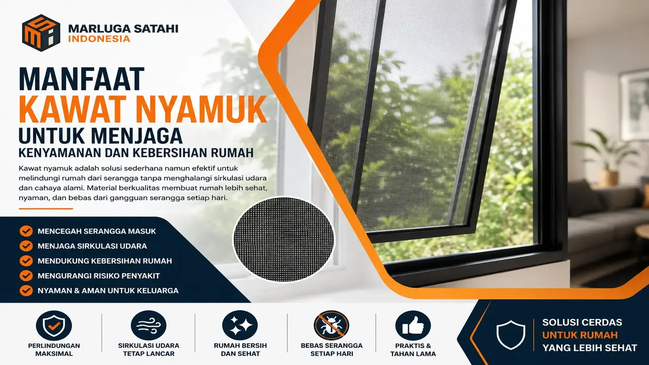 Fungsi kawat nyamuk pada jendela rumah untuk mencegah serangga masuk serta menjaga sirkulasi udara tetap lancar.