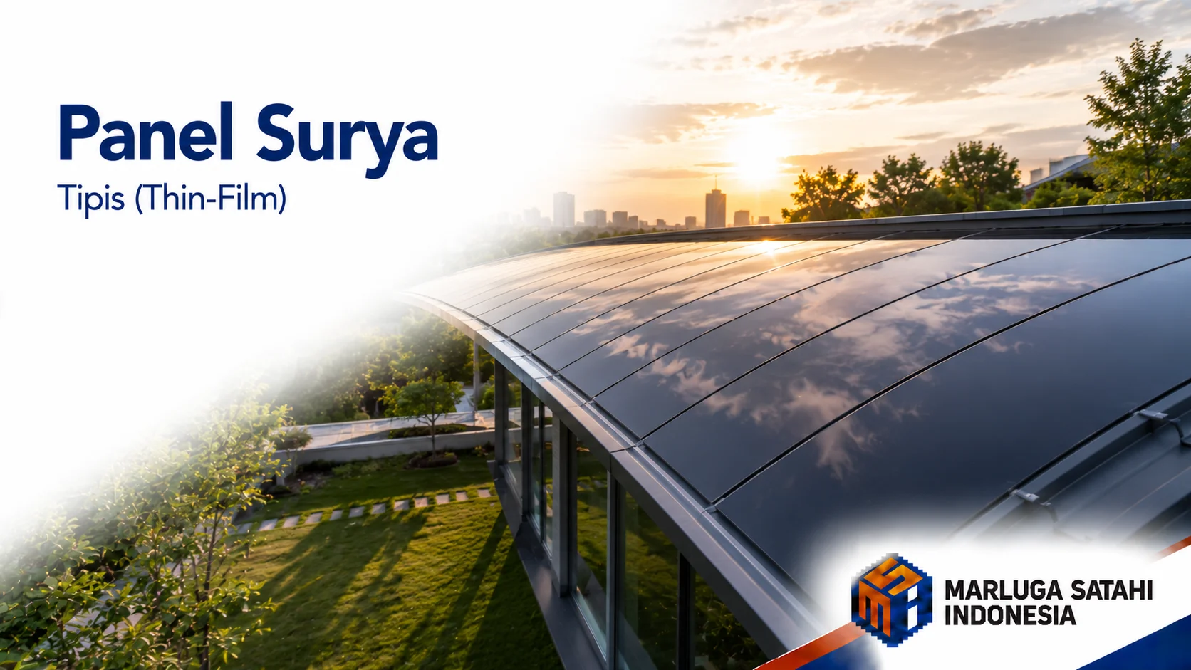 Jenis panel surya monokristalin berwarna hitam pekat dengan sel bersudut melengkung, ideal untuk atap rumah modern.