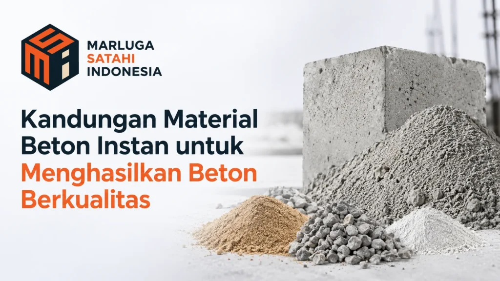 Ilustrasi Gambar Kandungan material beton instan untuk menghasilkan beton berkualitas