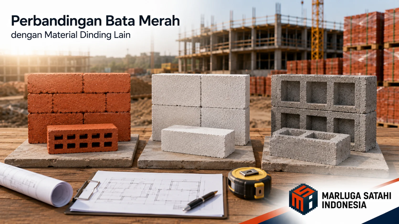 Perbandingan kelebihan bata merah dengan material dinding lainnya.
