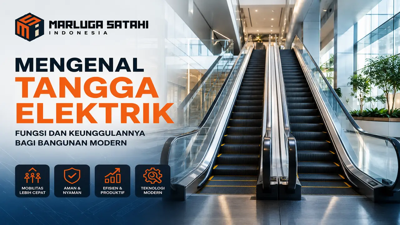 Tangga Elektrik modern pada gedung bertingkat yang menunjukkan fungsi Tangga Elektrik untuk mendukung mobilitas pengguna.