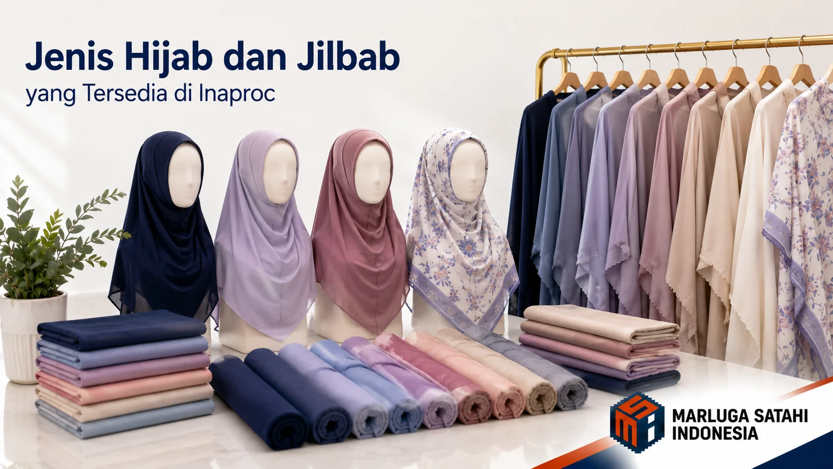 Berbagai pilihan hijab dan jilbab berkualitas untuk kebutuhan seragam kerja instansi yang tersedia di Inaproc.
