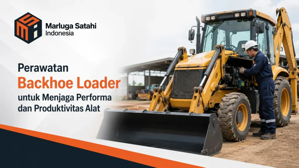 Ilustrasi Gambar Perawatan backhoe loader untuk menjaga performa dan produktivitas alat