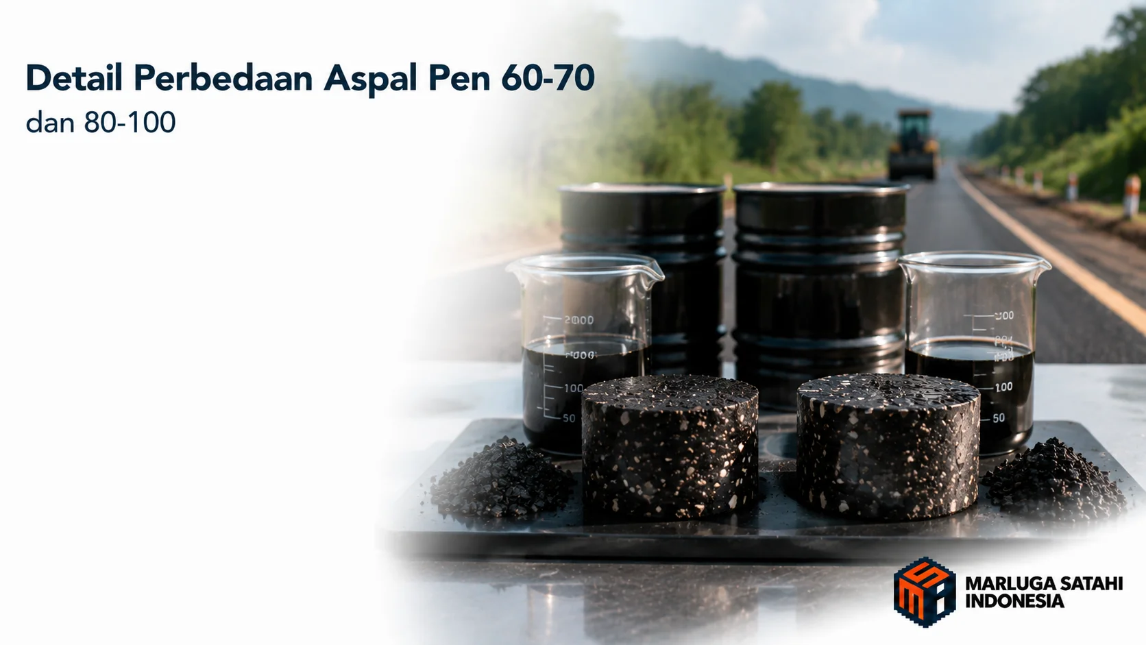 Detail perbedaan aspal pen 60-70 dan 80-100 berdasarkan karakteristik aplikasinya.
