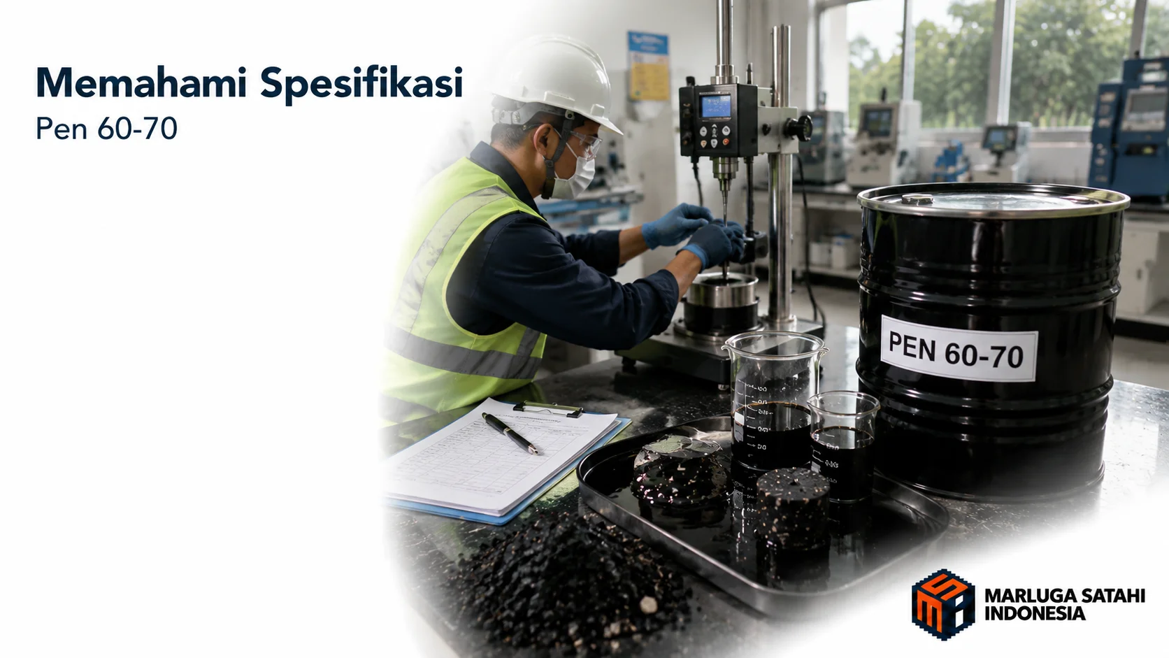 Spesifikasi aspal pen 60-70 berdasarkan standar kualitas material jalan.