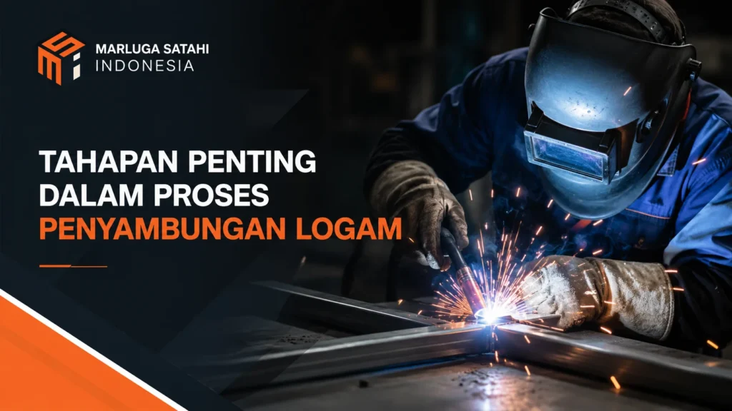 Ilustrasi Gambar Proses Pengelasan pada tahapan penting dalam proses penyambungan logam