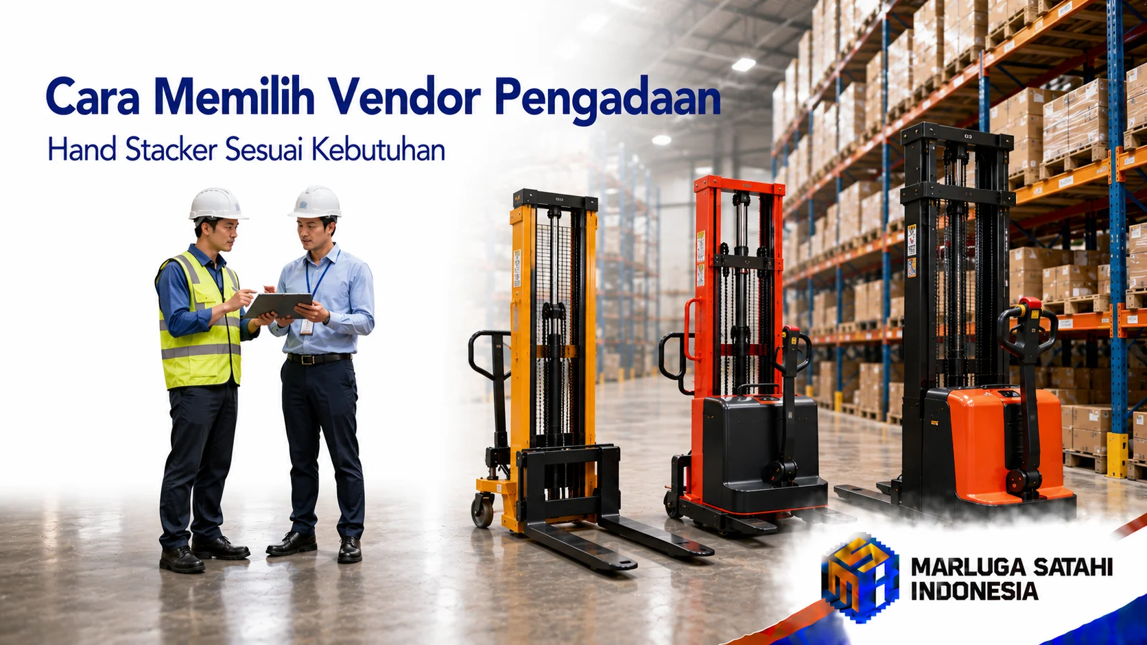 Cara memilih Vendor Pengadaan Hand Stacker berdasarkan kapasitas, spesifikasi, dan kebutuhan operasional perusahaan.