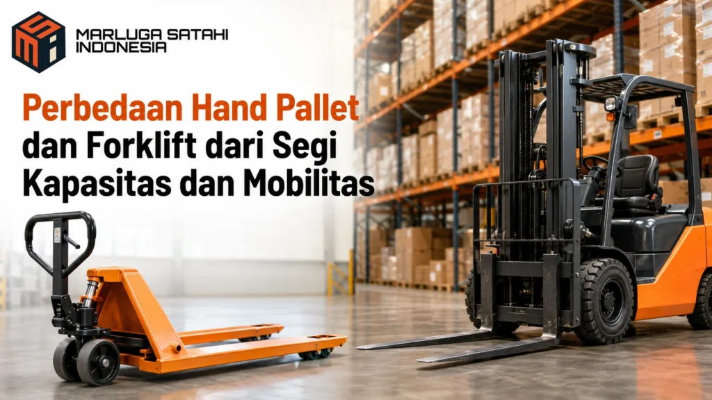 Perbedaan hand pallet dan forklift dari segi kapasitas dan mobilitas