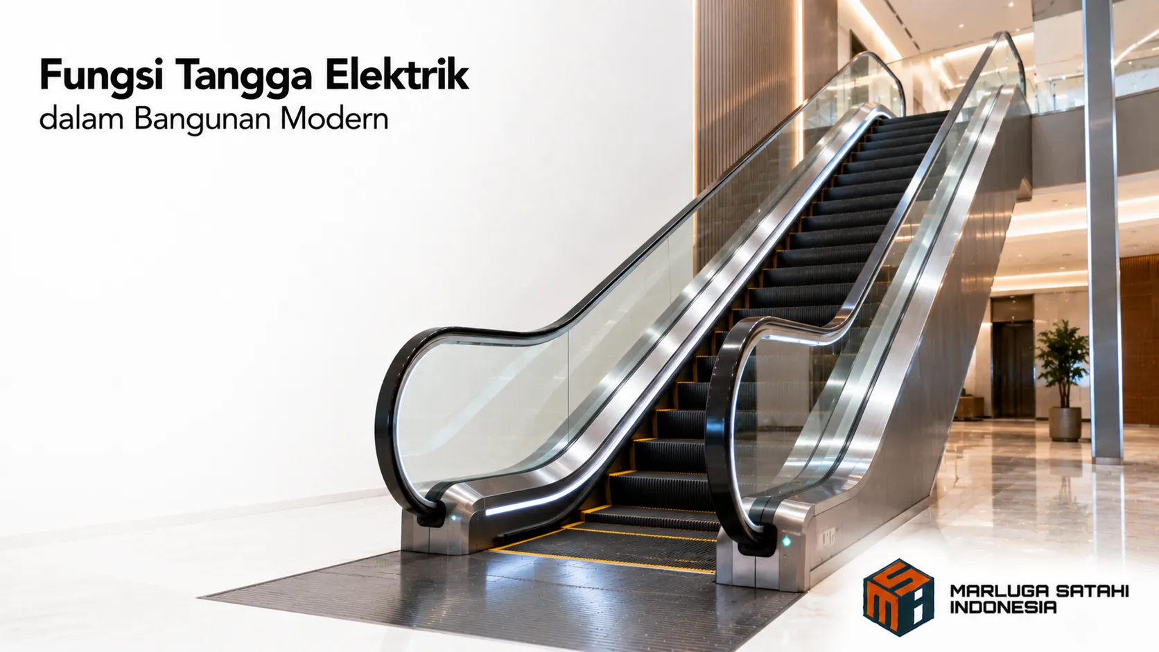 Tangga elektrik modern pada bangunan bertingkat yang mendukung mobilitas pengguna secara efisien.