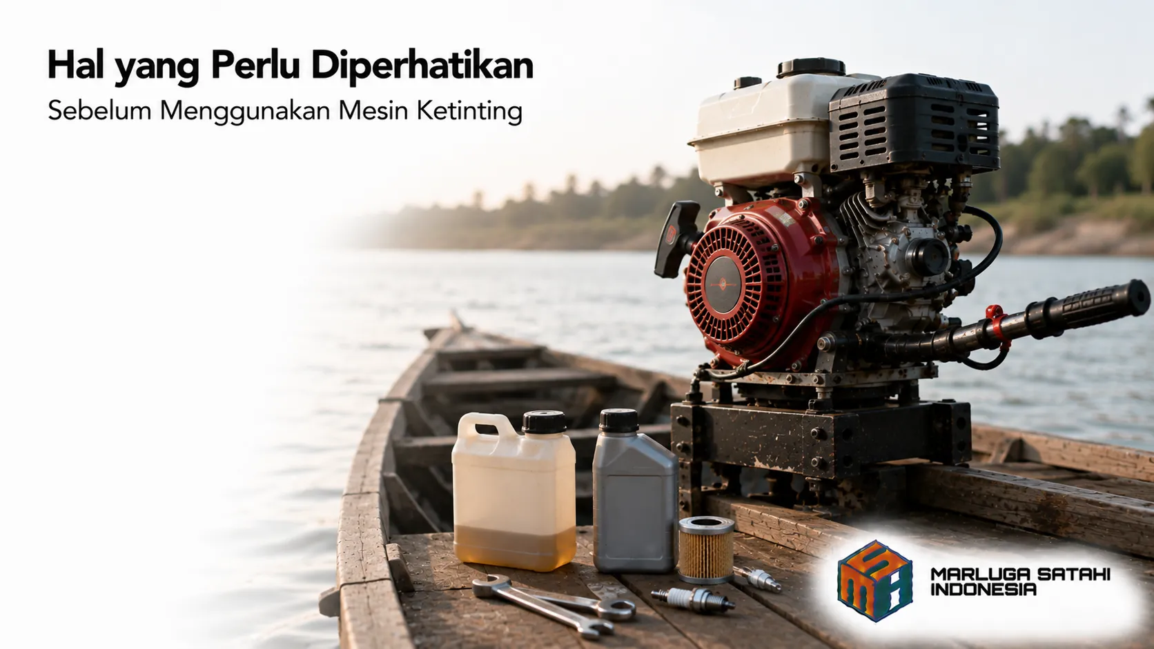 Mesin ketinting dengan komponen pendukung yang diperiksa sebelum digunakan.