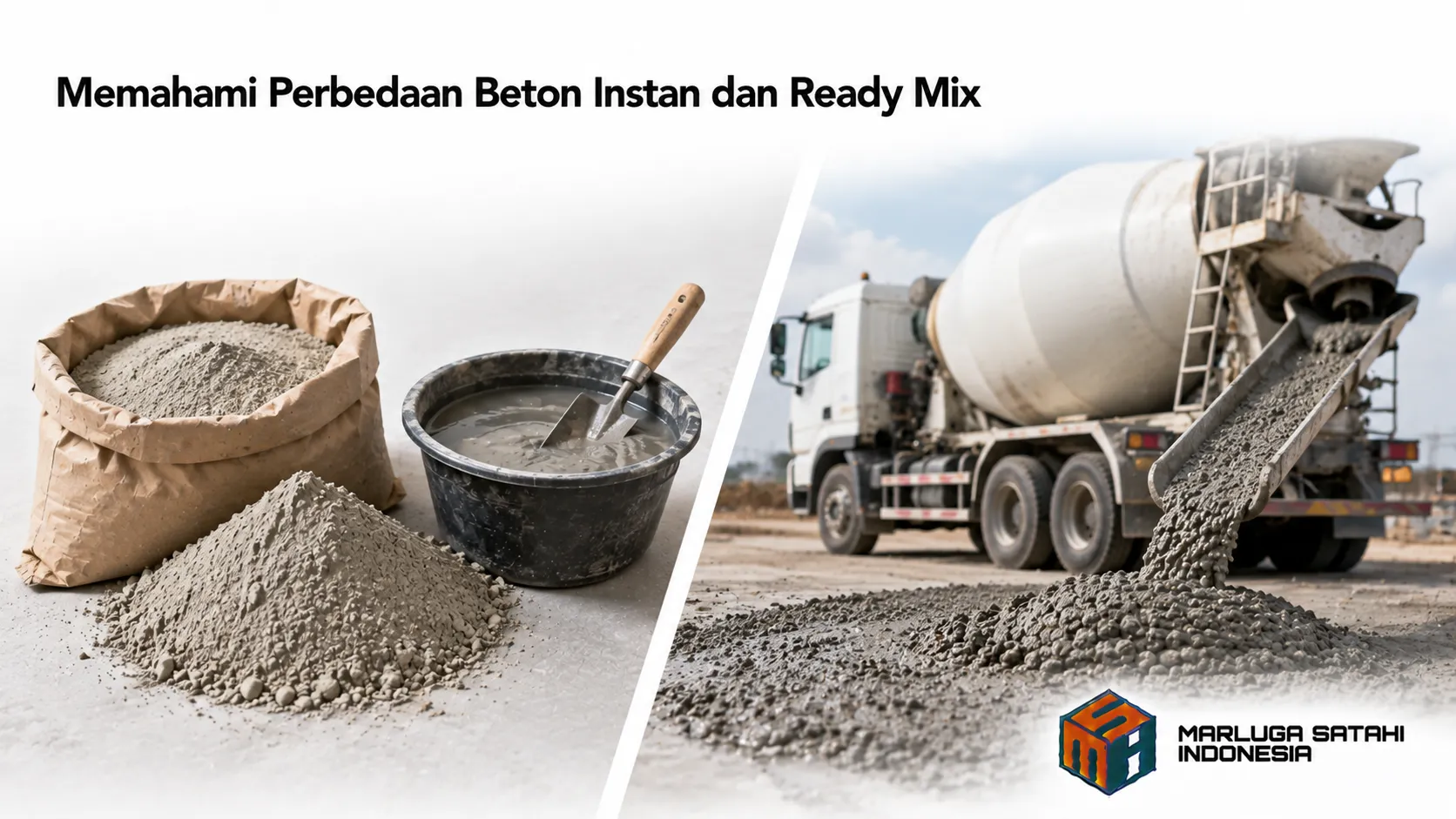 Perbandingan beton instan dan ready mix untuk berbagai kebutuhan proyek konstruksi.