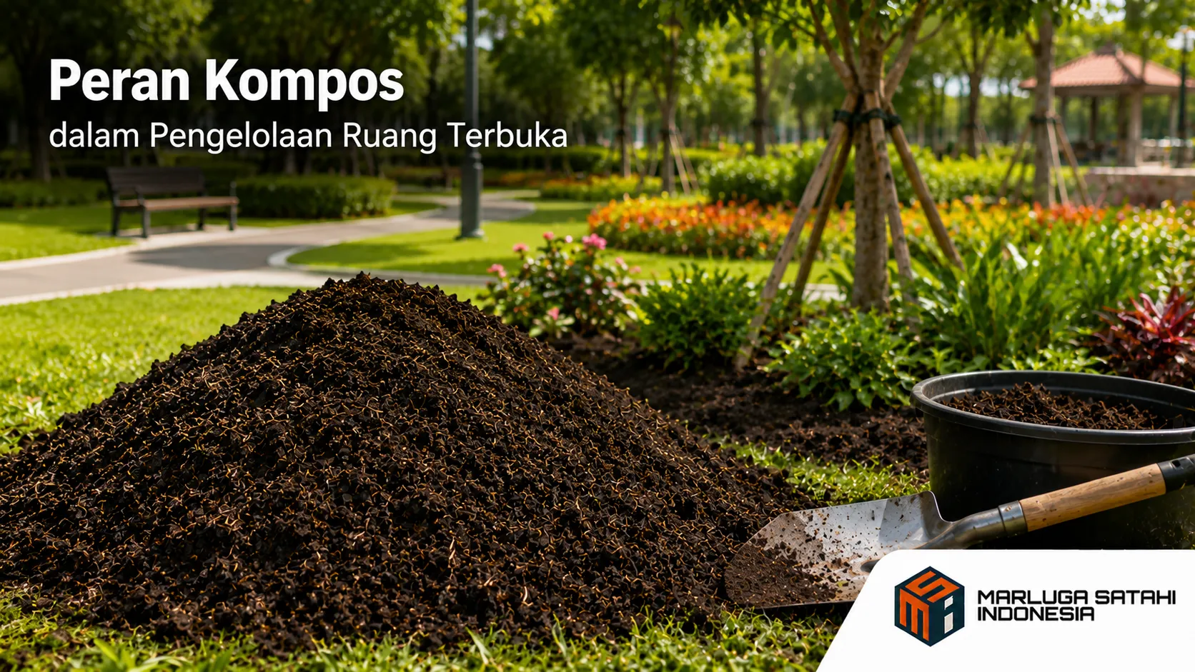 Kompos digunakan untuk mendukung kualitas tanah di ruang terbuka.