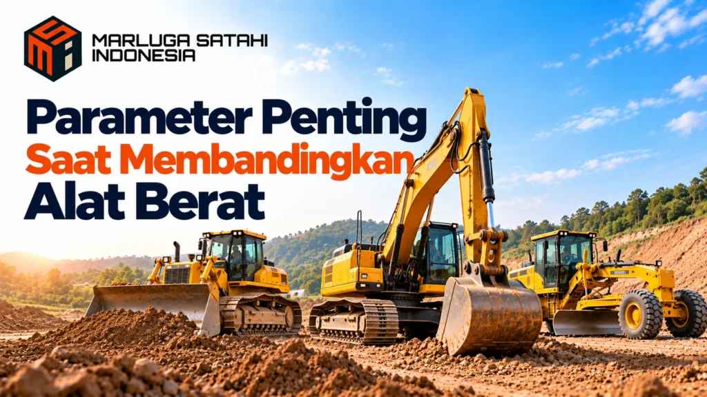 Distributor alat berat e-katalog untuk kebutuhan proyek pemerintah dengan excavator, bulldozer, dan motor grader.