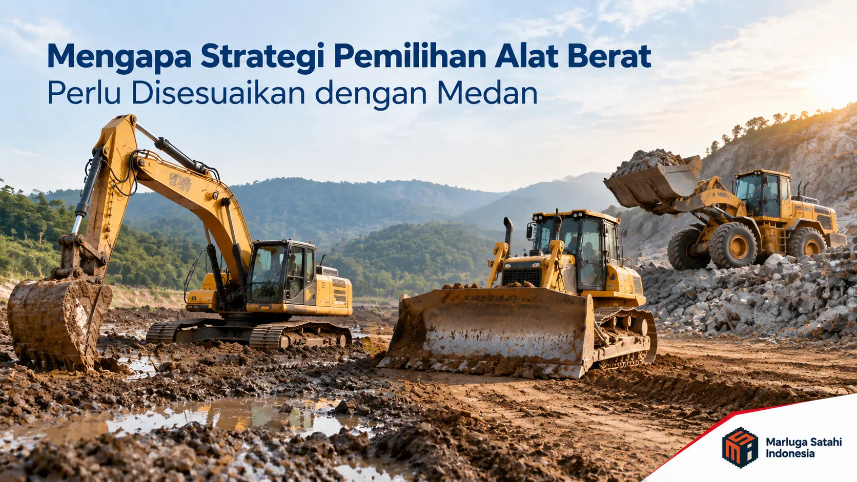 Strategi pemilihan alat berat konstruksi sesuai medan proyek dengan excavator bulldozer dan wheel loader