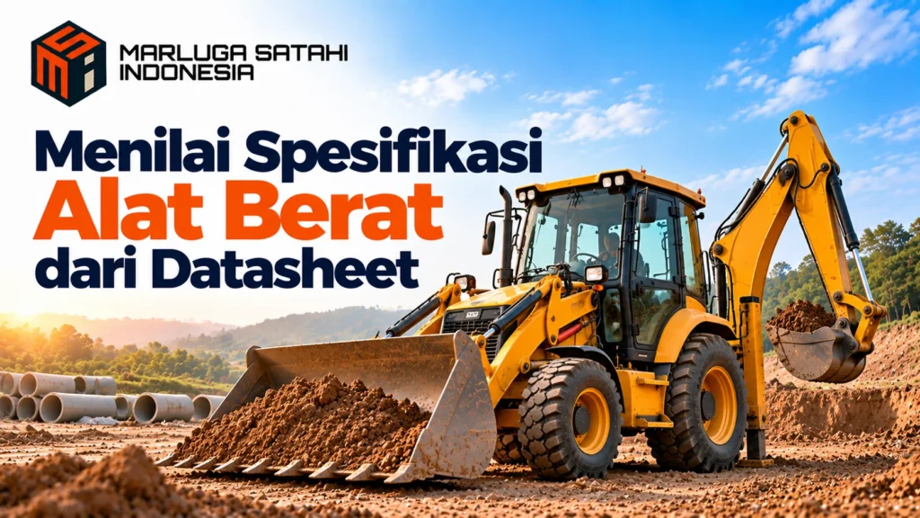 Pengadaan backhoe loader untuk proyek pemerintah dengan mempertimbangkan spesifikasi alat berat berdasarkan datasheet.