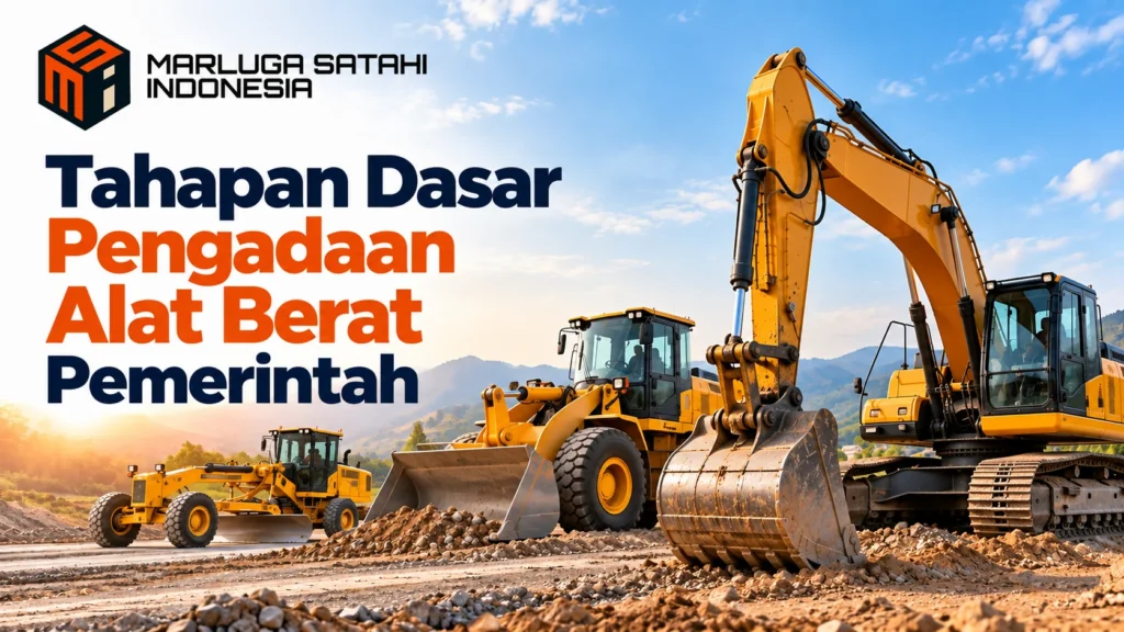 Vendor alat berat Dinas PUPR untuk pengadaan excavator, wheel loader, dan motor grader pada proyek infrastruktur pemerintah.