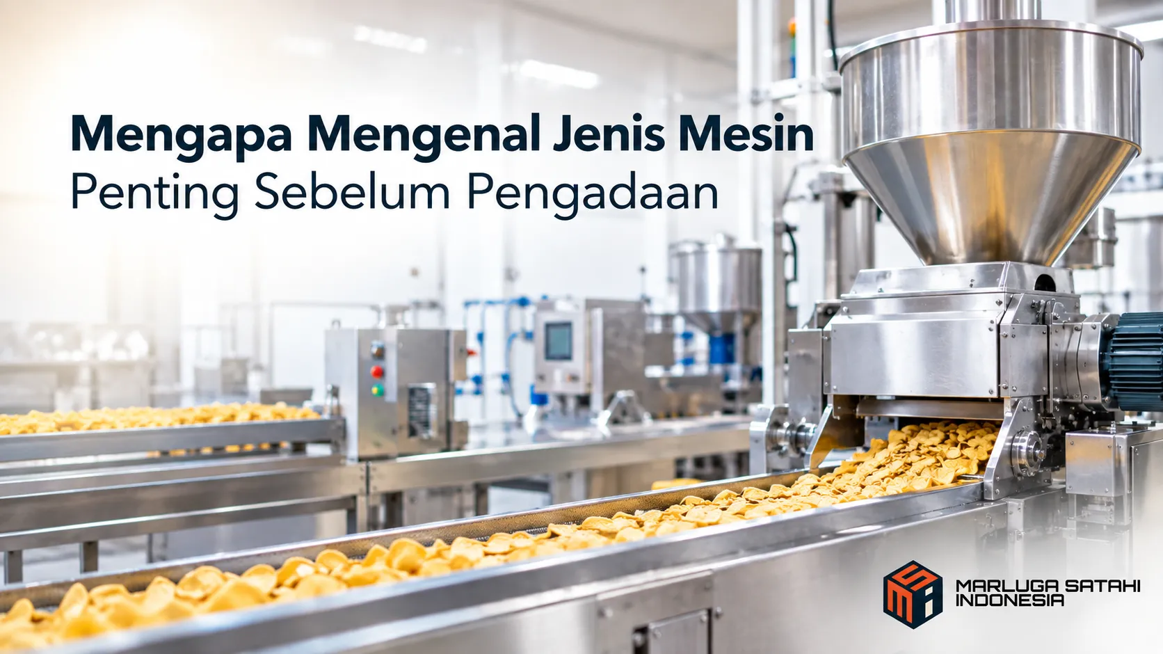 Mesin pengolahan pangan di area produksi.